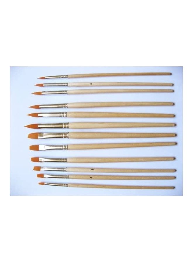 Generic 12-Piece Water Color Brush Set Silver/Brown  - Image 1