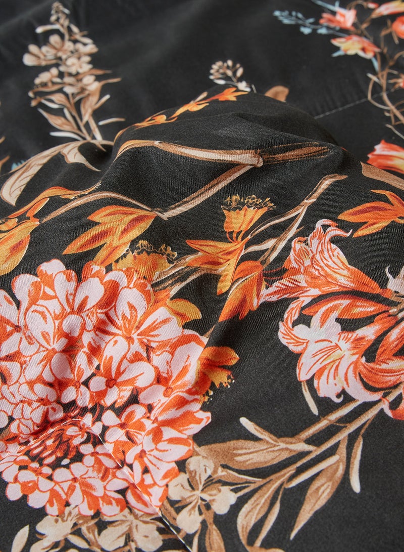 Amal - Comforter Set - Amal Bed Linen With Comforter 220X200 Cm For Queen Size Mattress - Multicolor_Brown/Black 100% Polyester Soft, Lightweight & Warm Polyester Brown/Black - Image 1