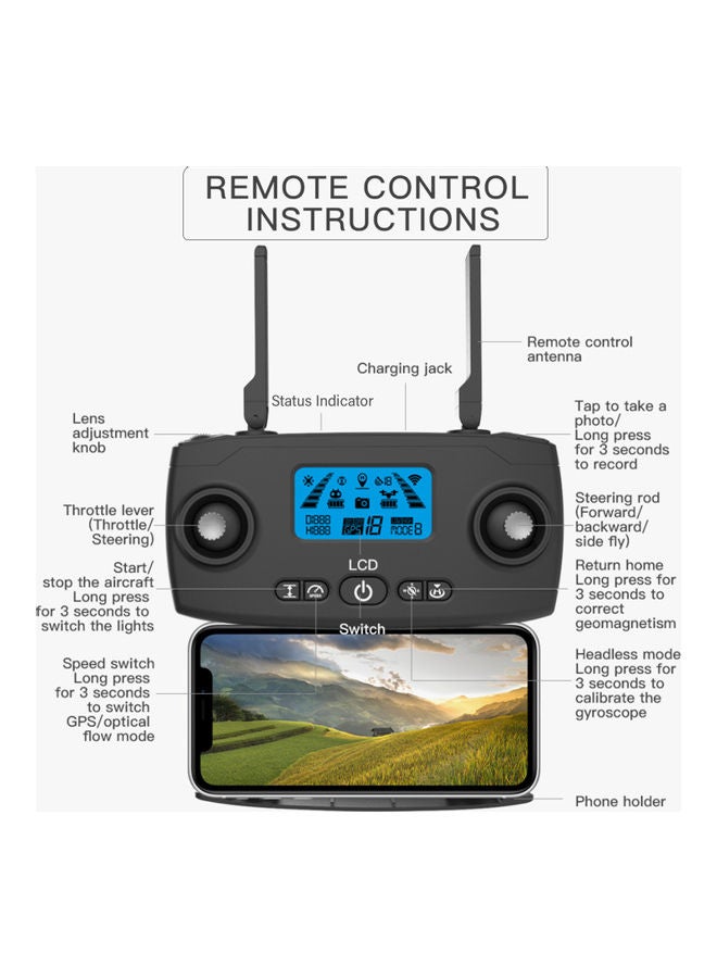 Generic - KF107 5G Wifi GPS 4K Camera RC Drone Brushless Drone Optical Flow Positioning RC Quadcopter with 3 Batteries Black Suitable for Beginners and Kids - Image 1