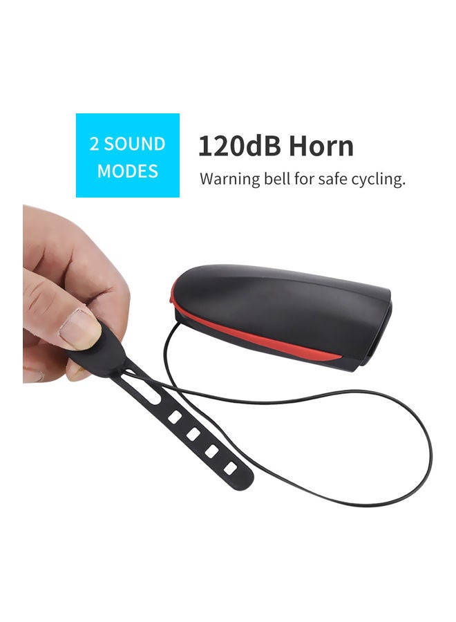 مصباح دراجة أمامي LED قابل لإعادة الشحن بمنفذ يو اس بي مع بوق 120 ديسيبل، 3 أوضاع إضاءة، مصابيح أمامية للدراجة مقاومة للماء لركوب الدراجات 10.5*7.5سم - Image 2