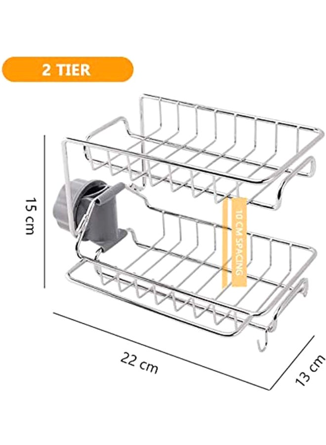 S-Color Kitchen Faucet Sponge Holder Silver 15x22x13cm - Image 2