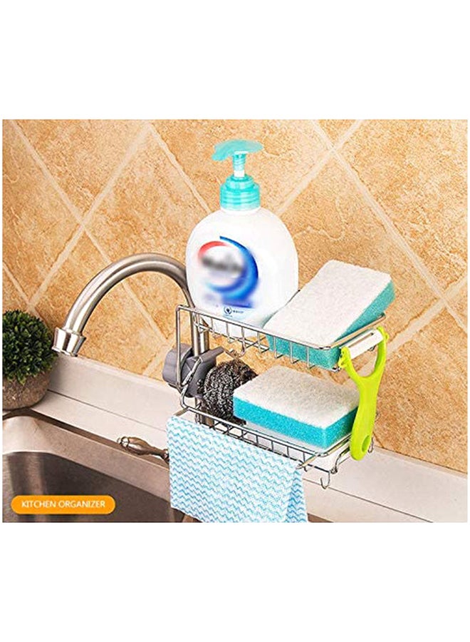 S-Color Kitchen Faucet Sponge Holder Silver 15x22x13cm - Image 3