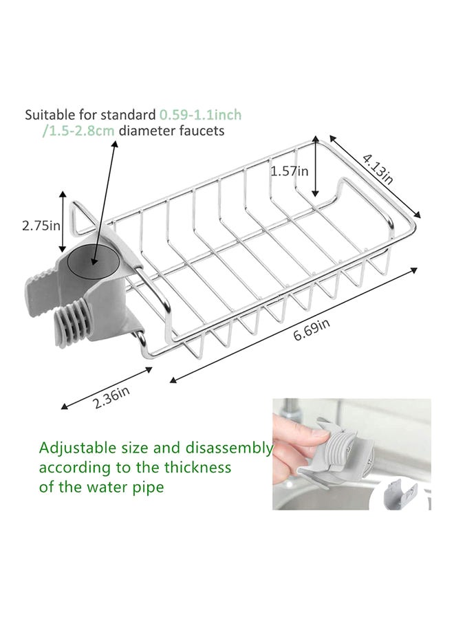 S-Color Kitchen Faucet Sponge Holder Silver 17x9.5x4cm - Image 2