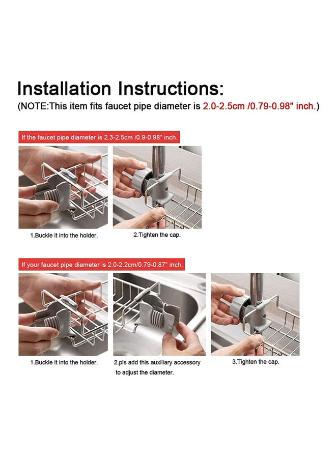 S-Color Kitchen Faucet Sponge Holder Silver 17x9.5x4cm - Image 3