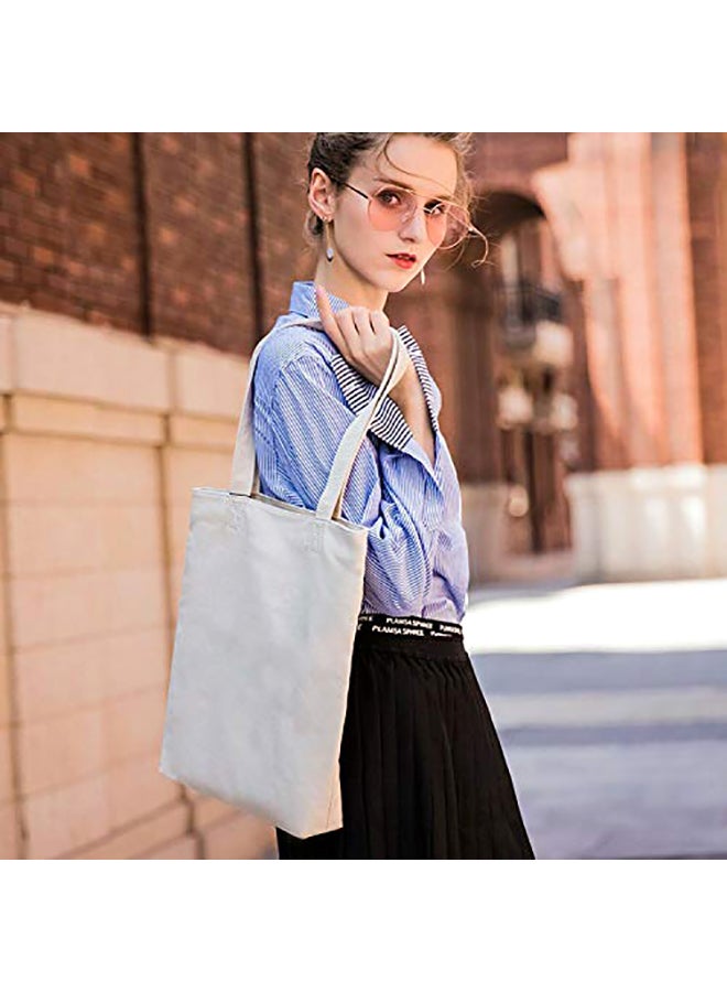 Eco-neutral 12-Piece Natural Canvas Tote Bags Beige 42x38cm  - Image 4