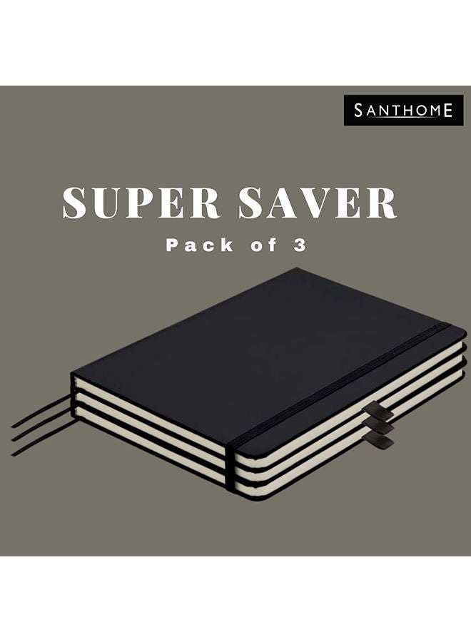 SANTHOME Pack Of 3 Classic Lined Notebook Black  - Image 2
