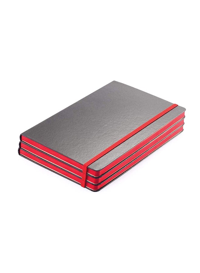 SANTHOME Pack Of 3 Classic Lined Notebook Black/Red  - Image 1