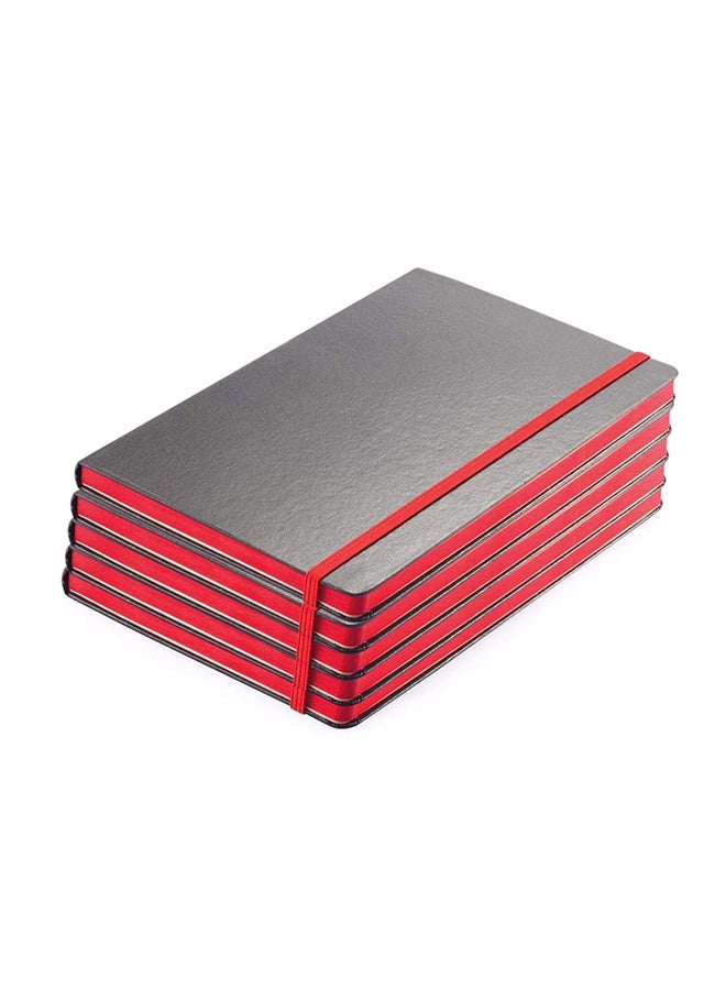 SANTHOME Pack Of 5 Classic Lined Notebook Black/Red - Image 1