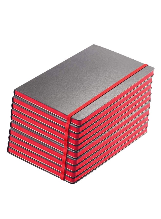 SANTHOME Pack Of 10 Classic Lined Notebook Black/Red  - Image 1