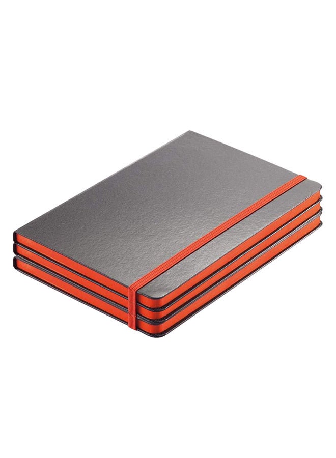 SANTHOME Pack Of 3 Classic Lined Notebook Black/Orange  - Image 1