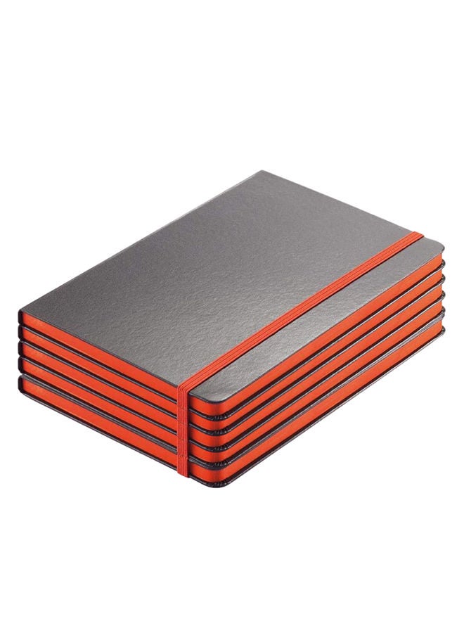 SANTHOME Pack Of 5 Classic Lined Notebook Black/Orange - Image 1