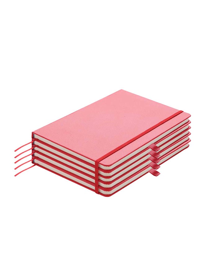 SANTHOME Pack Of 5 A5 Classic Lined Notebook - 192 Pages (Each) Pink - Image 1