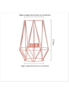 كياوكاي حامل شموع وبخور من الحديد بتصميم شكل هندسي وطابع أوروبي ذهبي وردي 17.5سم  - Image 4