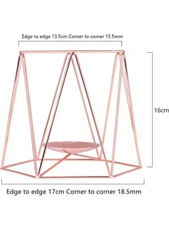 كياوكاي حامل شموع وبخور من الحديد بتصميم شكل هندسي وطابع أوروبي ذهبي وردي 16سم  - Image 2