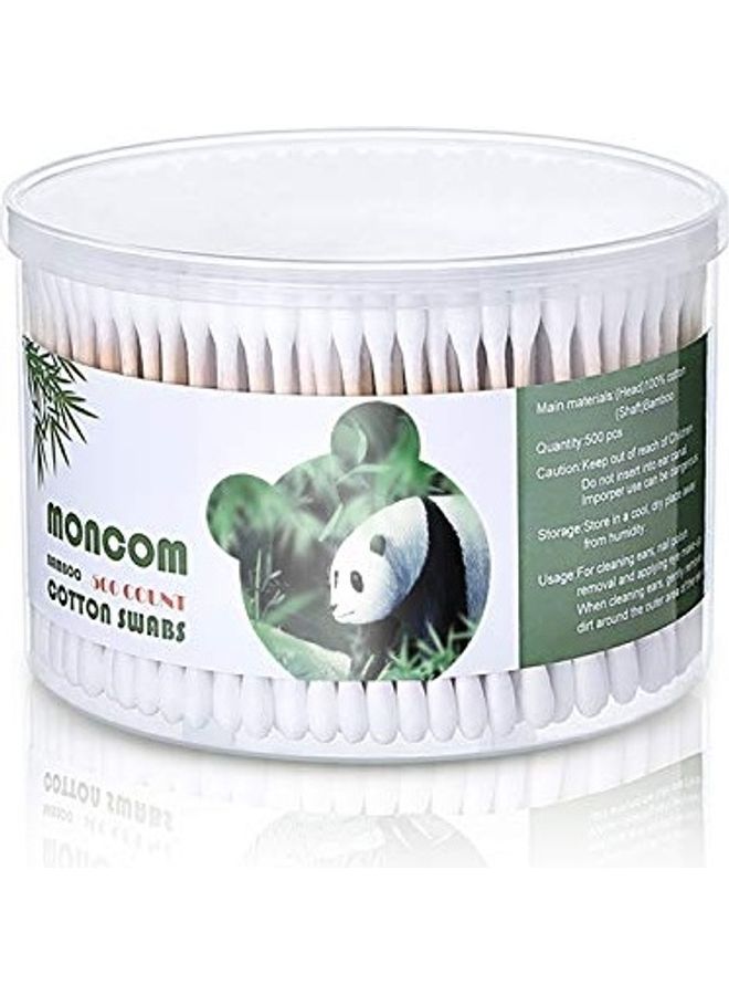 Generic 500 Piece Double Round Tips Cotton Swabs With Strong Wooden Sticks Beige/White 0.39x2.95x0.39inch  - Image 4