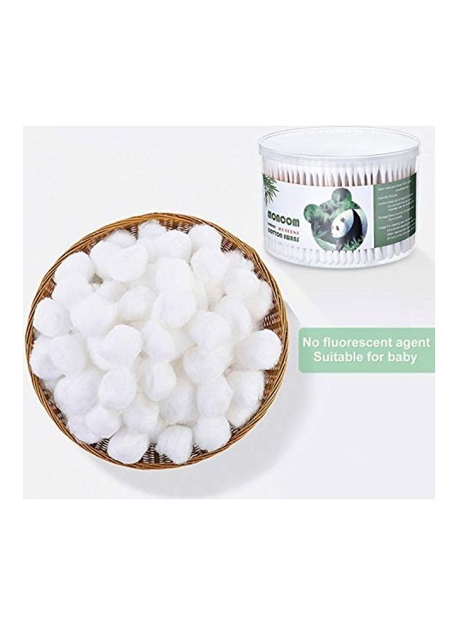 Generic 500 Piece Double Round Tips Cotton Swabs With Strong Wooden Sticks Beige/White 0.39x2.95x0.39inch  - Image 3