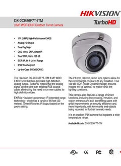 HIKVISION 3MP WDR EXIR Turret Camera  - Image 4
