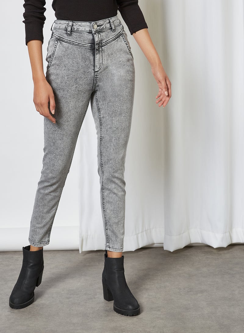 trendyol - High-Waist Skinny Jeans Grey - Image 1
