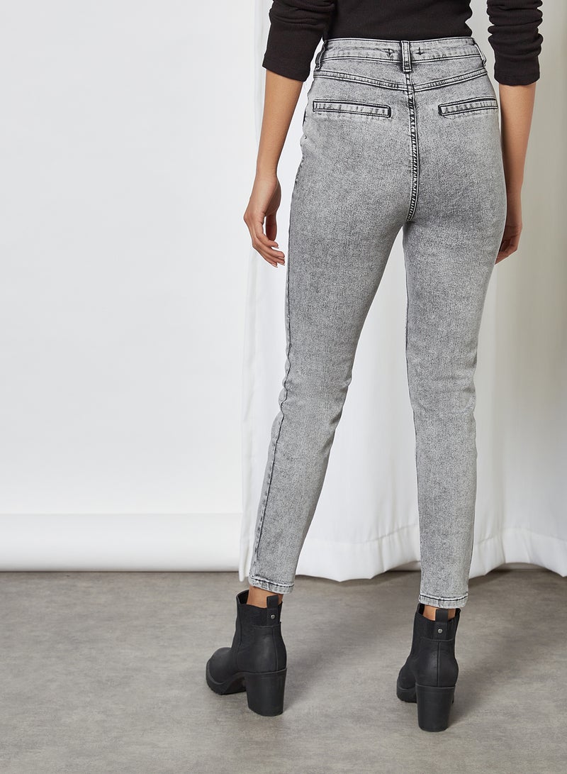 trendyol - High-Waist Skinny Jeans Grey - Image 1