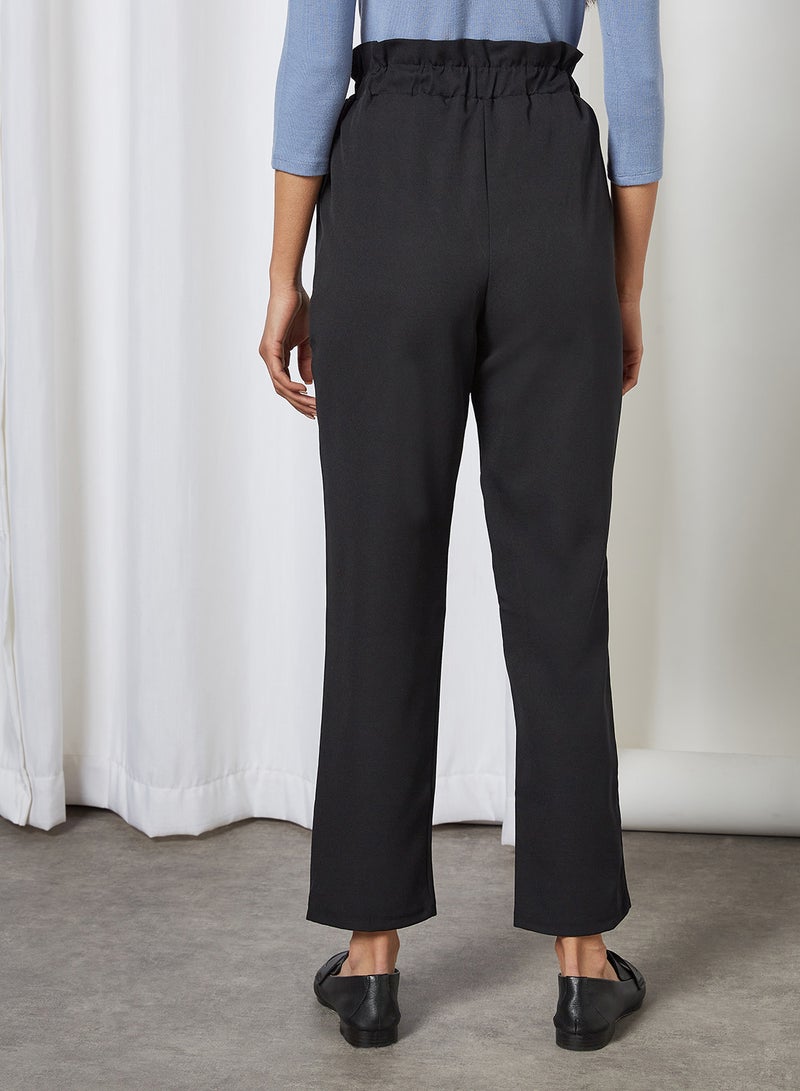 trendyol Ruffle High-Waist Pants Black - Image 2