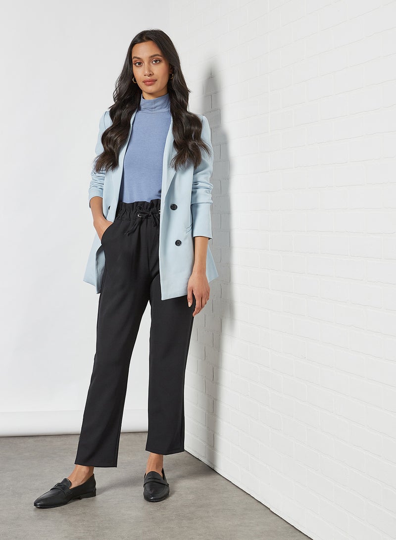 trendyol Ruffle High-Waist Pants Black - Image 3