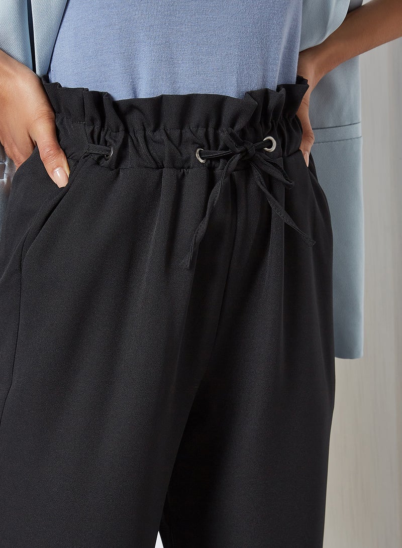 trendyol Ruffle High-Waist Pants Black - Image 4