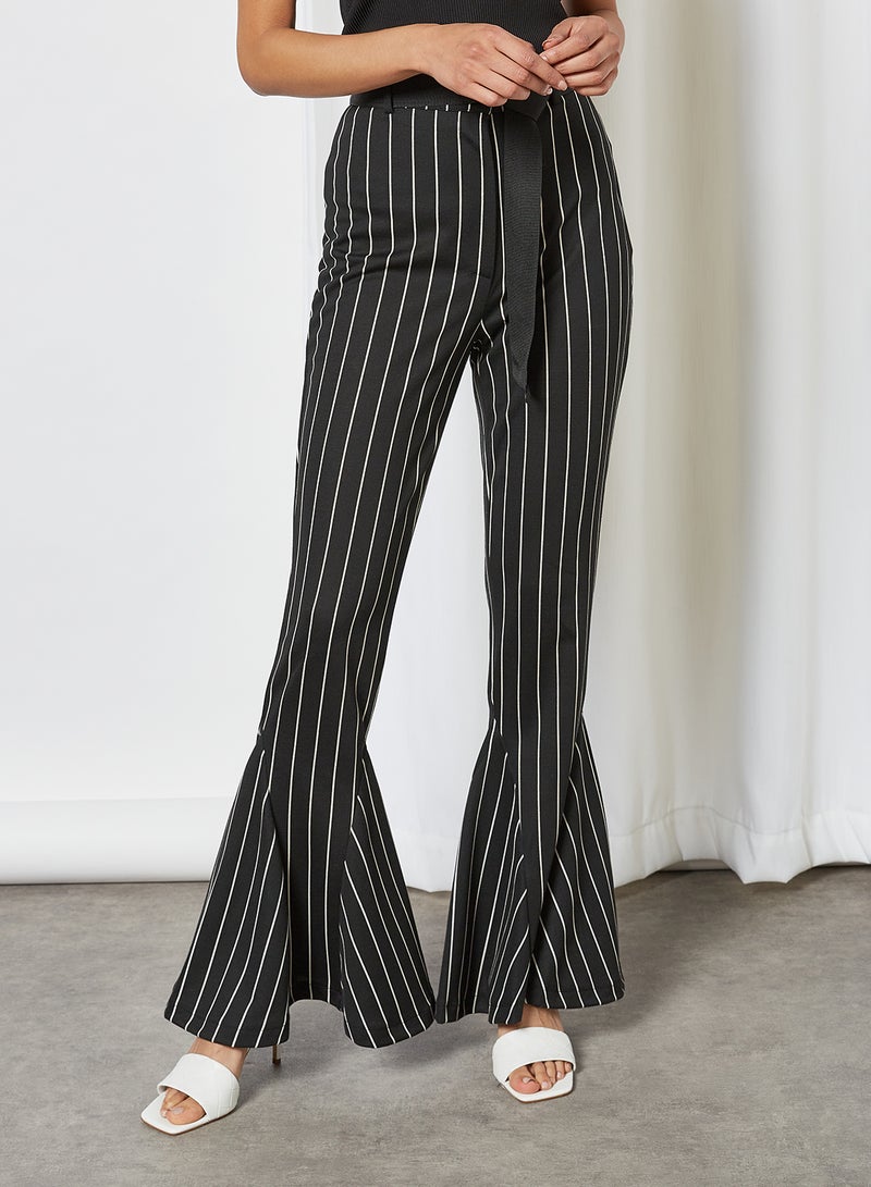 trendyol - Striped Flared Pants Black - Image 1