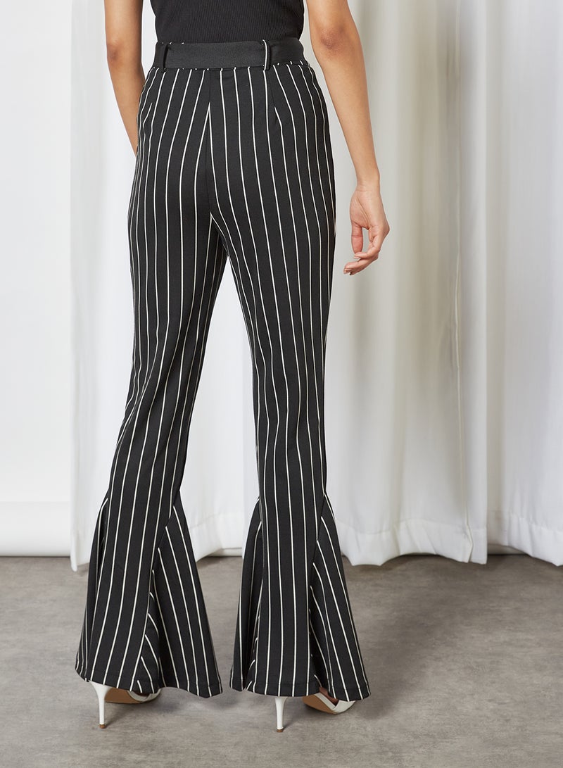 trendyol - Striped Flared Pants Black - Image 1