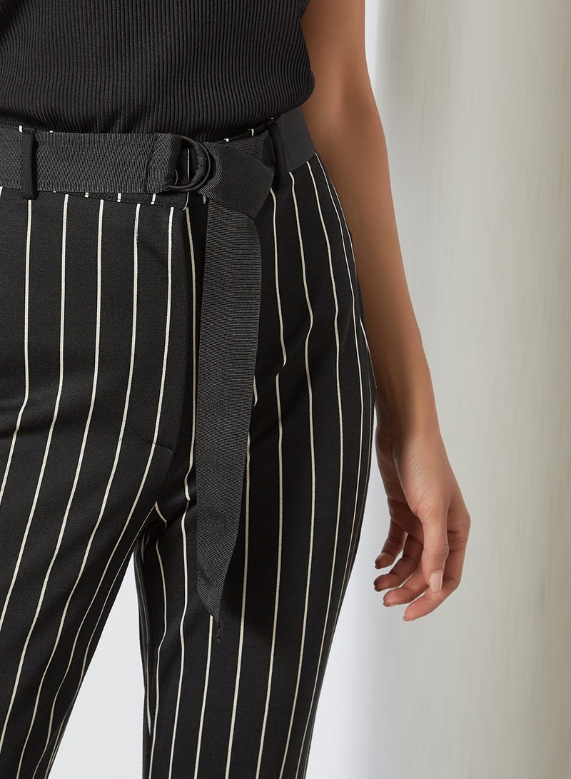 trendyol - Striped Flared Pants Black - Image 1