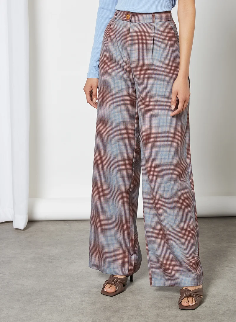 trendyol High-Rise Wide Leg Pants Multicolour