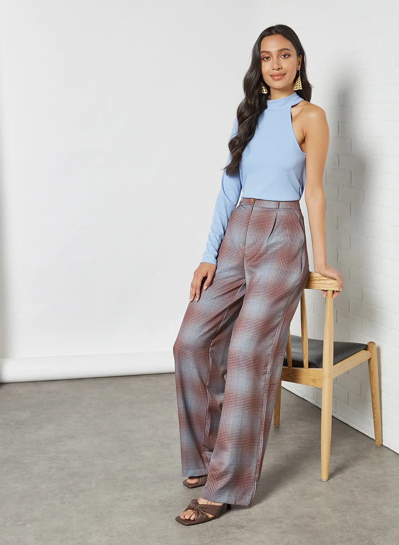 trendyol High-Rise Wide Leg Pants Multicolour