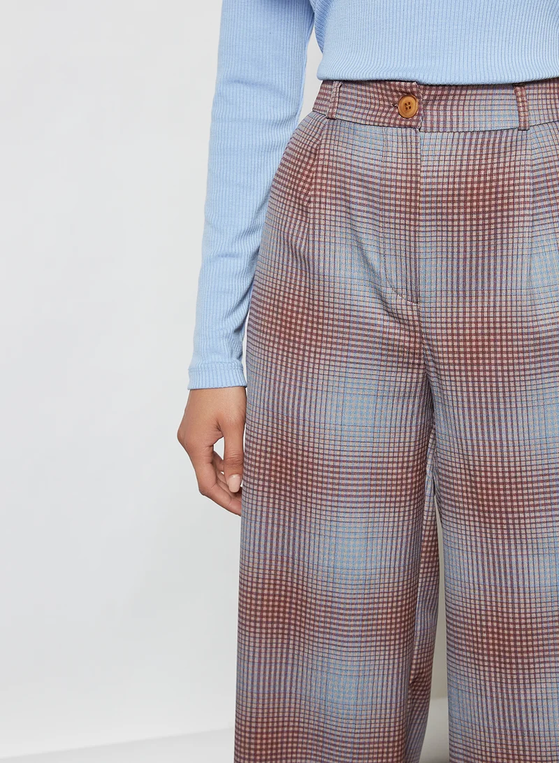 trendyol High-Rise Wide Leg Pants Multicolour