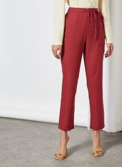Waist Tie Detailed Pants Red