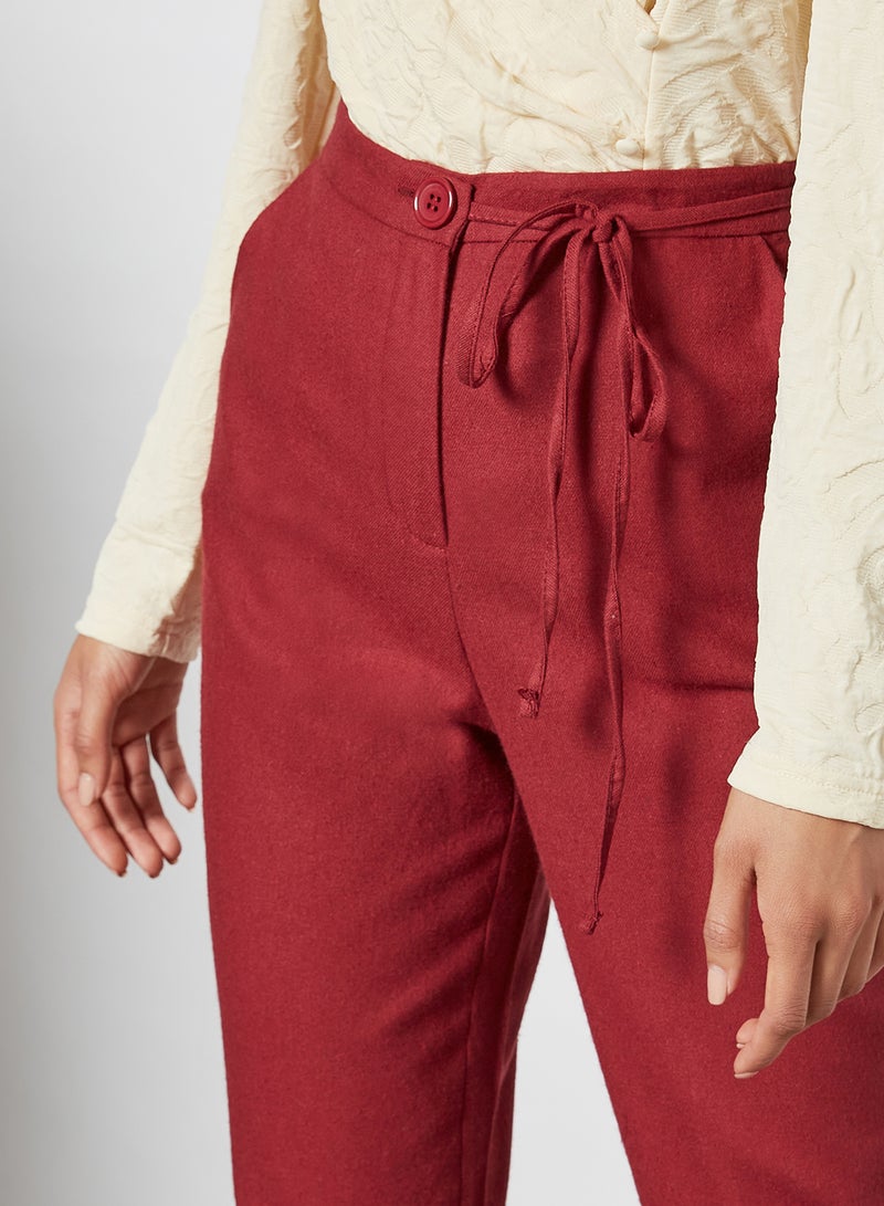 trendyol - Waist Tie Detailed Pants Red - Image 1