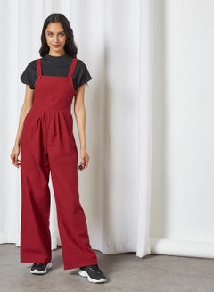 trendyol Wide Leg Dungarees Burgundy  - Image 3