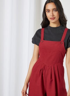 trendyol Wide Leg Dungarees Burgundy  - Image 4
