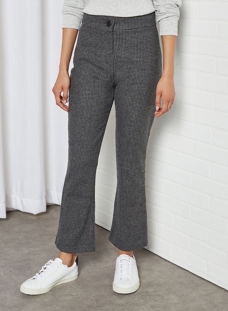 trendyol Checkered Flared Hem Pants Black - Image 1