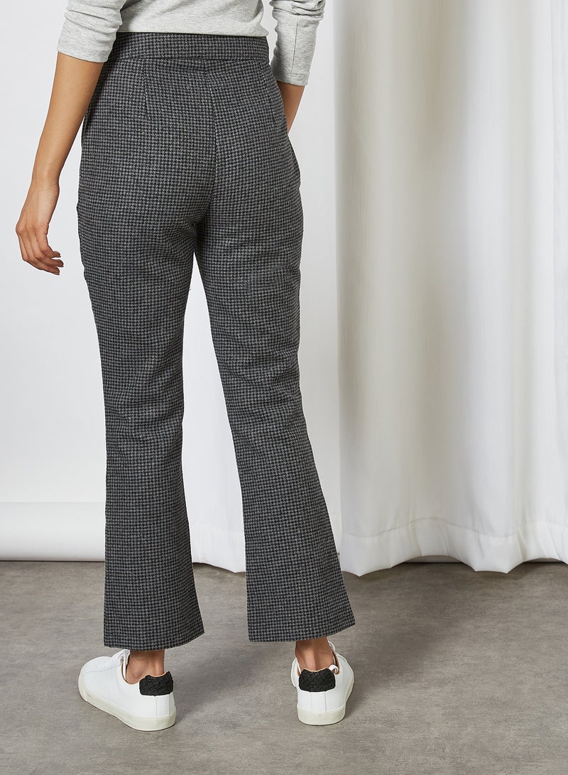 trendyol Checkered Flared Hem Pants Black - Image 2