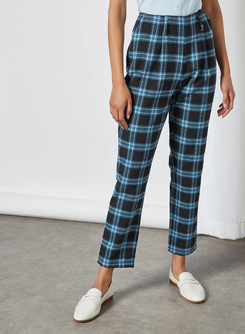 trendyol Checked Pattern Pants Navy