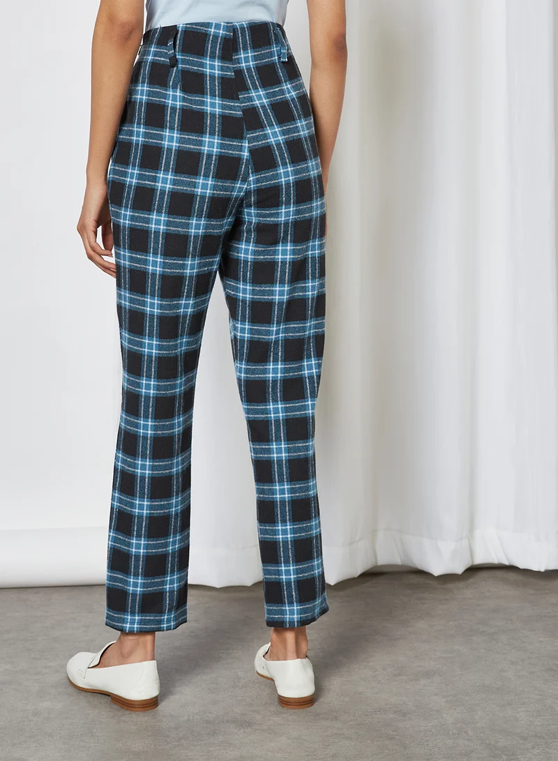 trendyol Checked Pattern Pants Navy