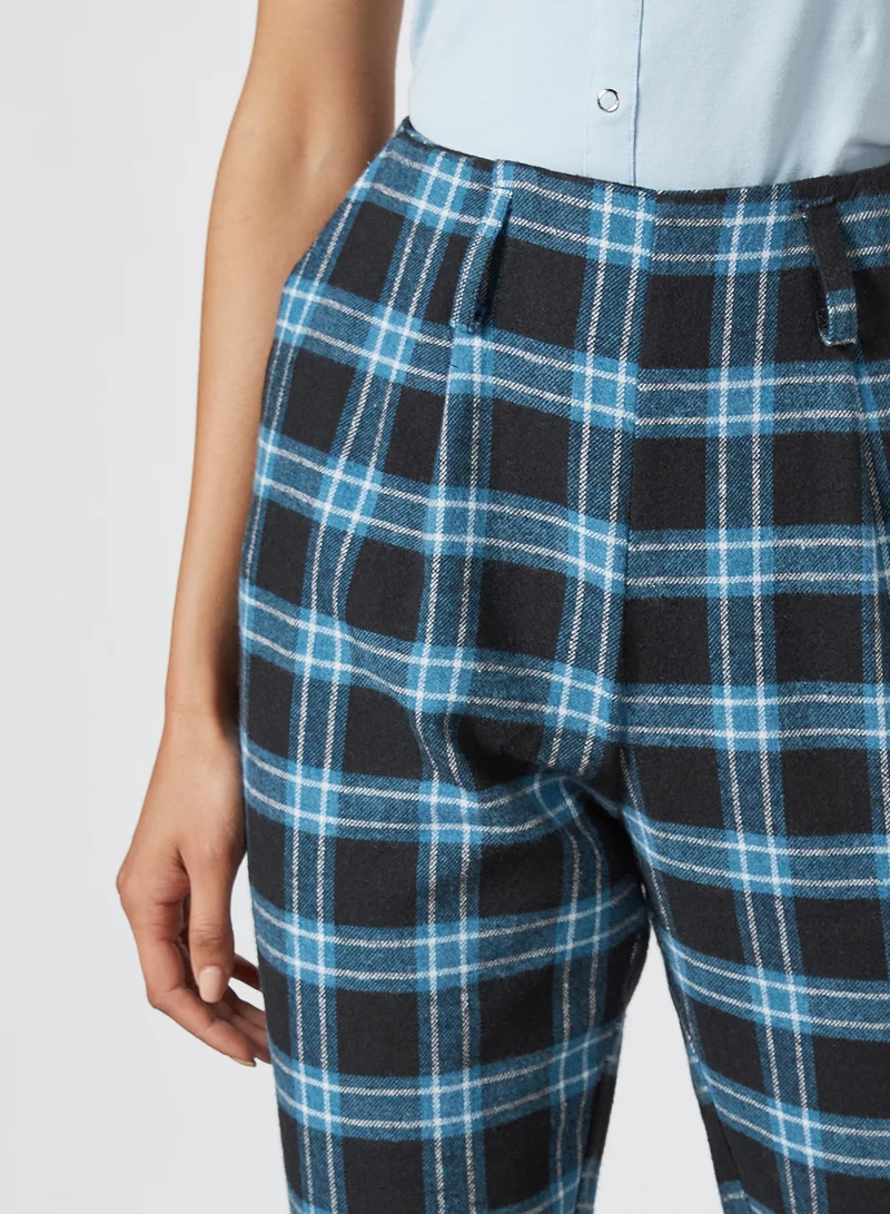 trendyol Checked Pattern Pants Navy