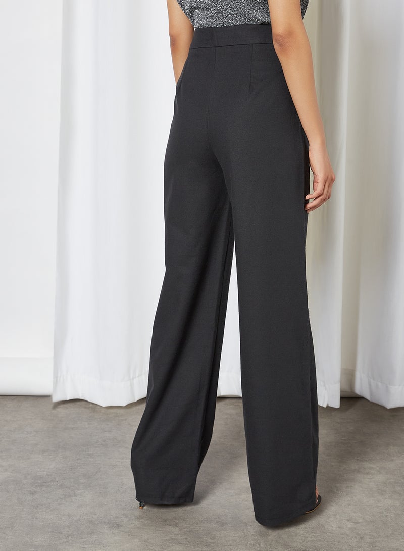 trendyol Mid-Rise Straight Leg Pants Black - Image 2