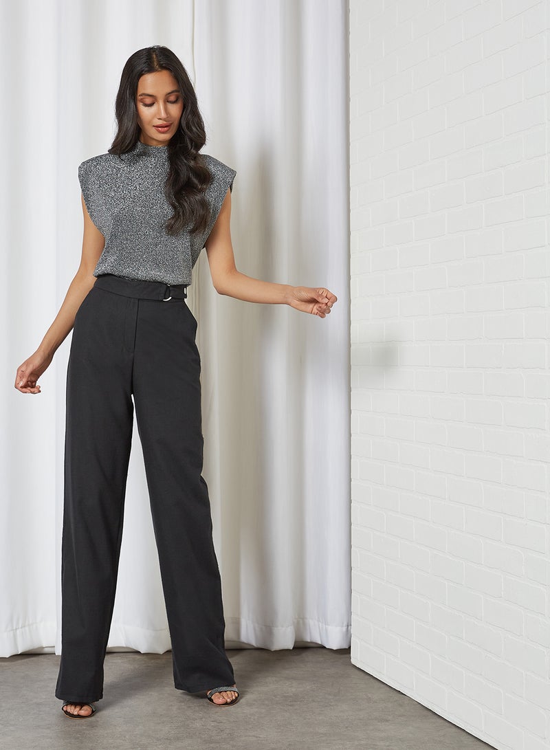 trendyol Mid-Rise Straight Leg Pants Black - Image 3