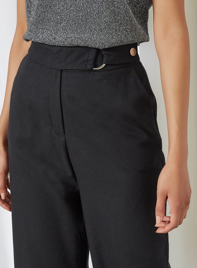 trendyol Mid-Rise Straight Leg Pants Black - Image 4
