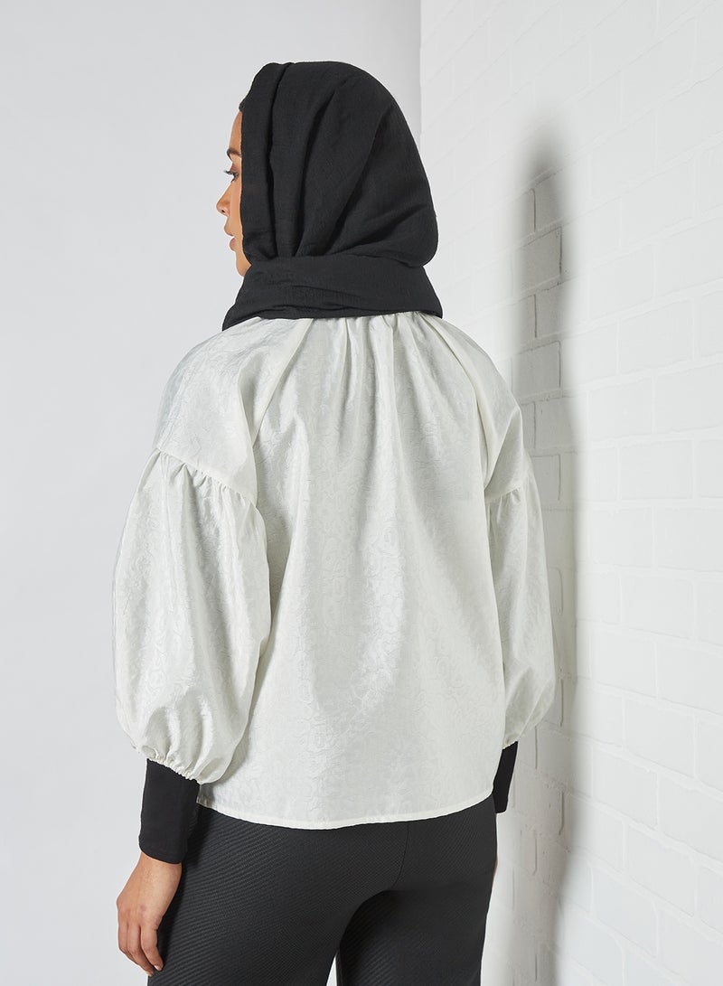 SELECTED FEMME - Ruffle Neck Blouse Whitecap/Grey - Image 1