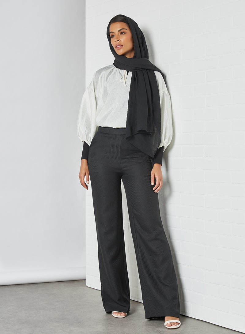 SELECTED FEMME - Ruffle Neck Blouse Whitecap/Grey - Image 1