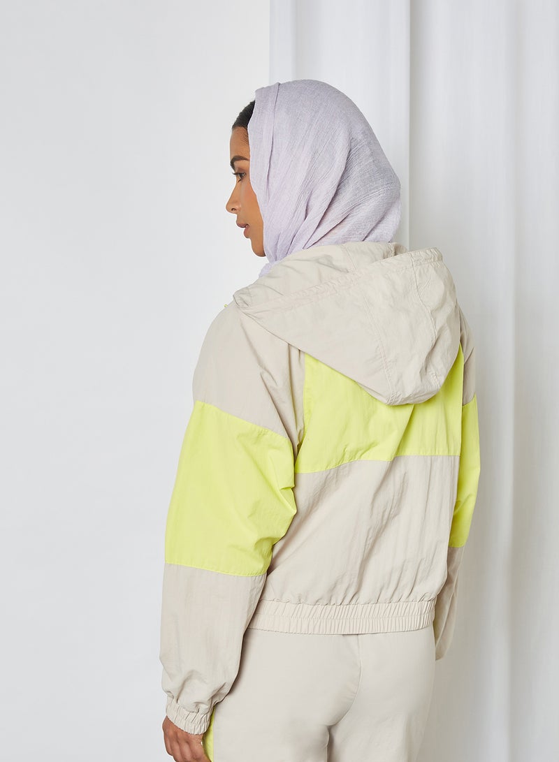 Jacqueline de Yong - Colourblock Woven Hoodie Chateau Gray - Image 1