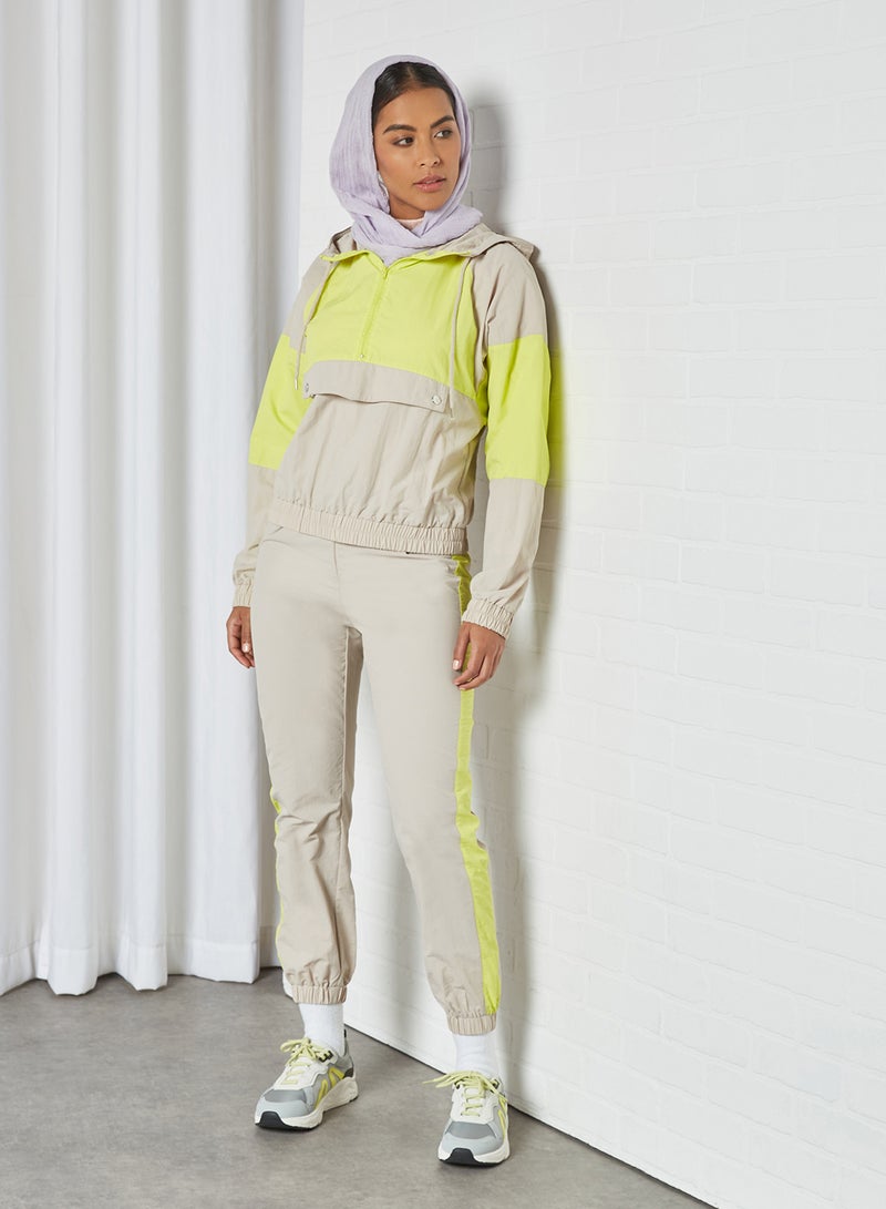 Jacqueline de Yong - Colourblock Woven Hoodie Chateau Gray - Image 1