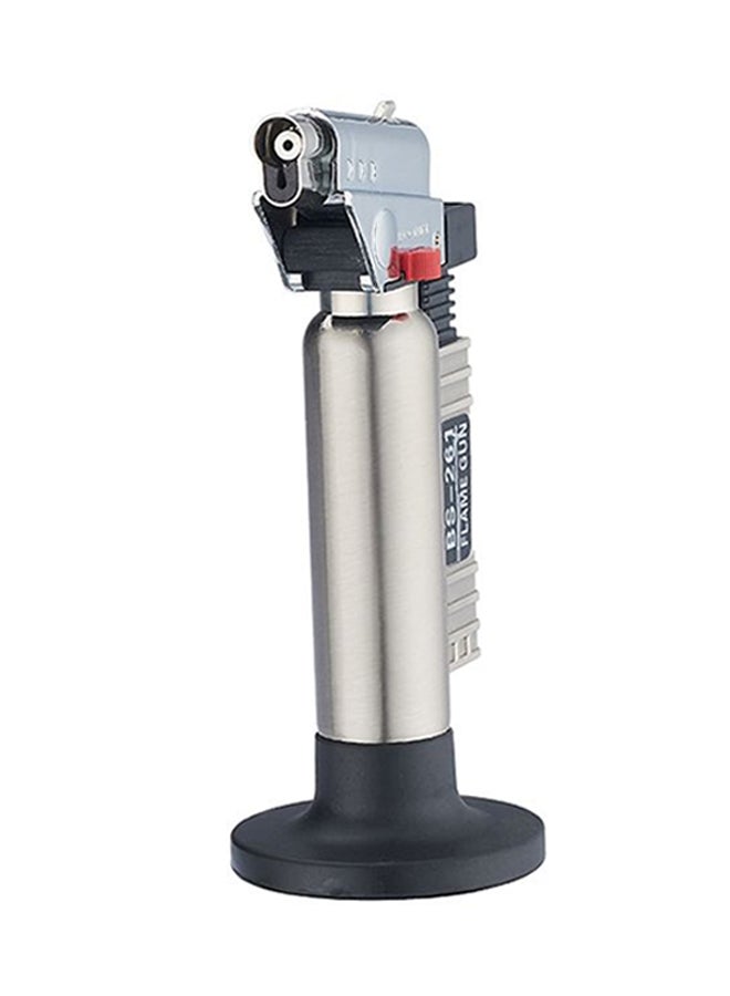 Refillable Metal Jet Flame Rotate Butane Gas Torch Lighter Black/Silver 7.6x6x15cm - Image 1