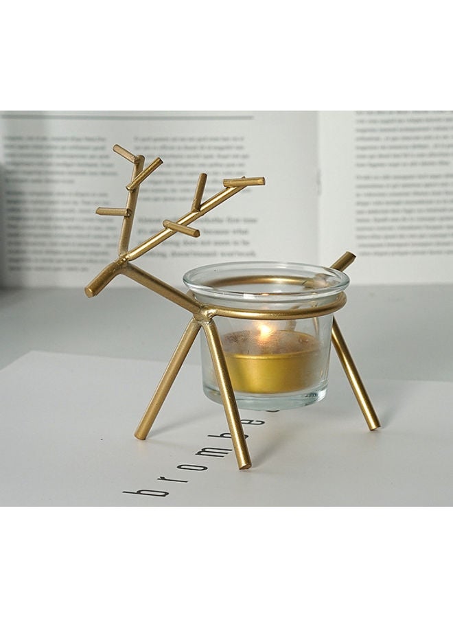 QiaoKai Nordic Iron Romantic Lamp Candlestick Gold 13cm  - Image 2